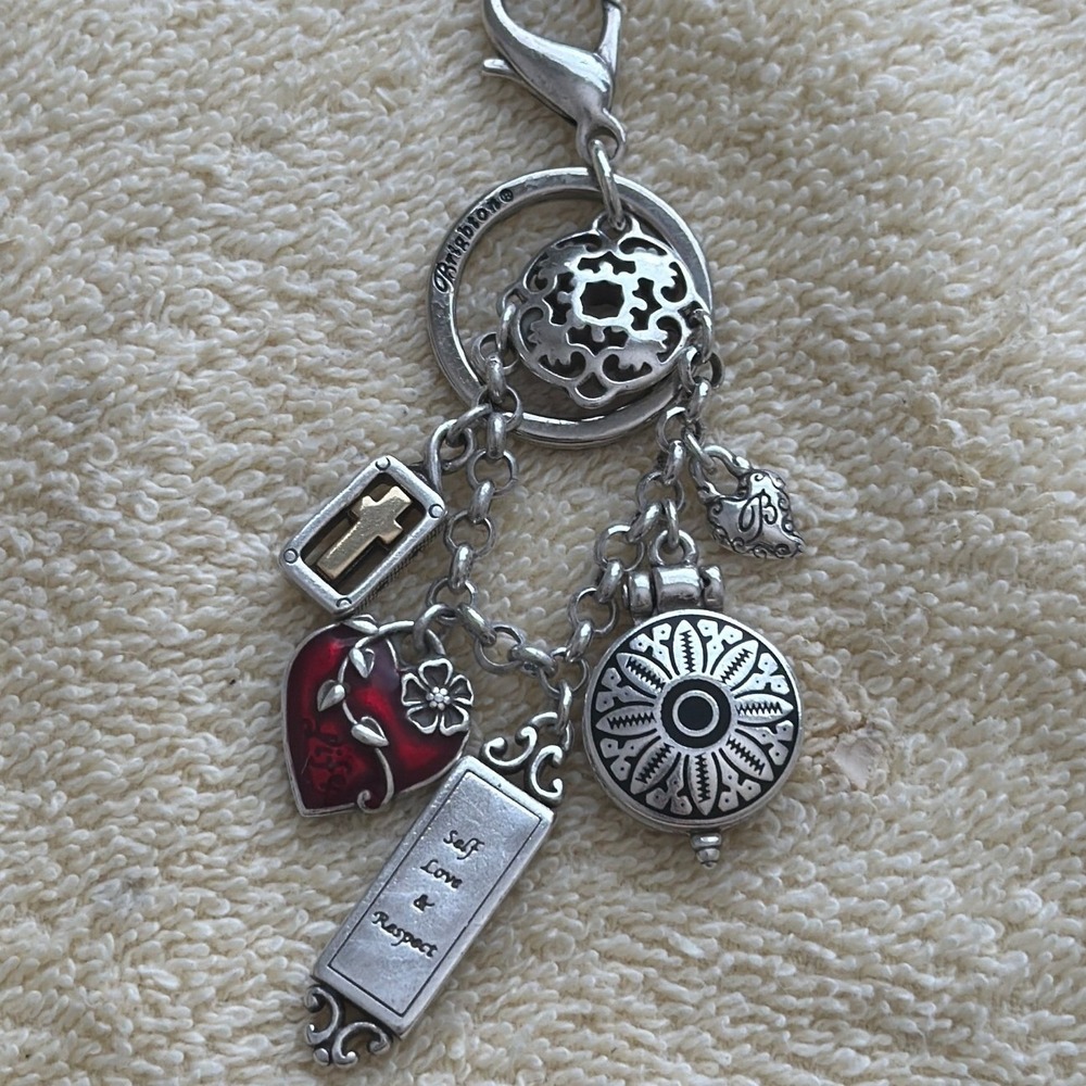 Brighton Silver Tone Self Love & Respect Multi Charm Keychain Cross Heart Locket - Picture 1 of 2